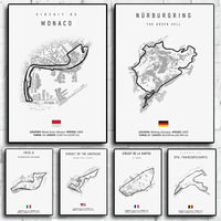 F1 Track Circuit Posters Imola Monaco Formula 1 GP Canvas Painting  Nordic Motorsport Wall Art Picture Room Decor Unframed