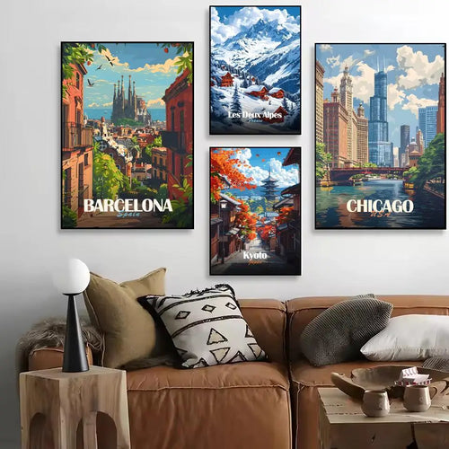 Travel Poster HD Self-Adhesive Wall Stickers Mural Painting｜Decals for Bedroom & Living Room｜Home Decor Gift