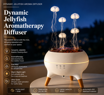 Dynamic Rainbow Jellyfish Essential Oil Fragrance Machine 250ml Essential Oil Diffuser Ultrasonic Porous Atomization Humidifier