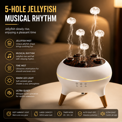 Dynamic Rainbow Jellyfish Essential Oil Fragrance Machine 250ml Essential Oil Diffuser Ultrasonic Porous Atomization Humidifier